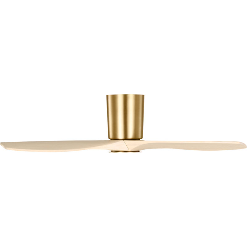Seyra Smart Hugger LED Ceiling Fan, Burnished Brass, Washed White Oak, 44" Wide