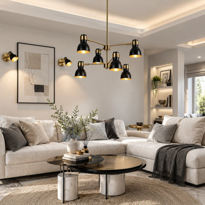 Lustre moderne Spoutnik 6 lumières à hauteur réglable avec 4 tiges Mantasha