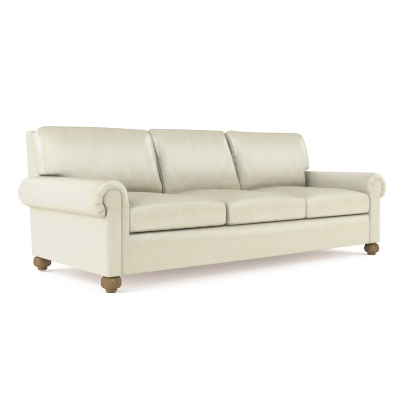 Canapé Leroy, H 36 po x l 84 po x P 43 po, Cuir rétro albâtre, Patiné