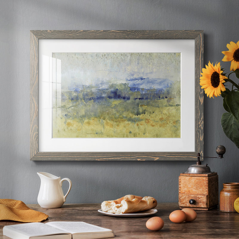 Open Terrain II - reproduction encadrée rustique avec tableau mat, H 28 po x l 42 po x P 1,5 po, Gris