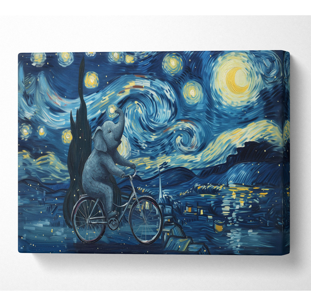 Elephant Van Gogh Night Sky - No Frame Kunstdrucke auf Leinwand