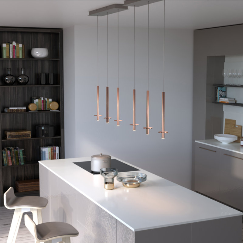 Luminaire suspendu linéaire à 3 lumières pour îlot de cuisine Zakaryan, Cuivre