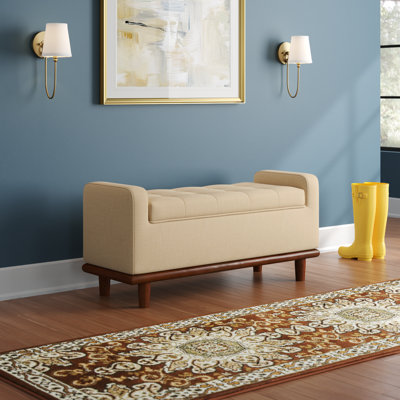 Luker 46.2" W Upholstered Tufted Storage Bench with Solid Wood Legs 