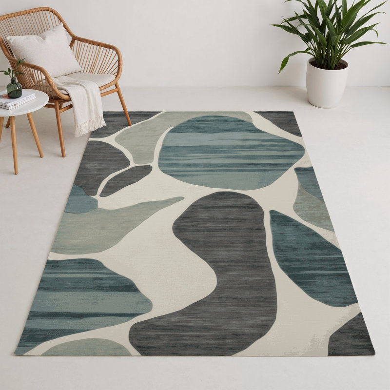 Watercolor Gray Indoor and Outdoor Area Rug, Rectangle 5' x 7'