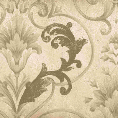 «Beige Floral Scroll», impression sur toile tendue