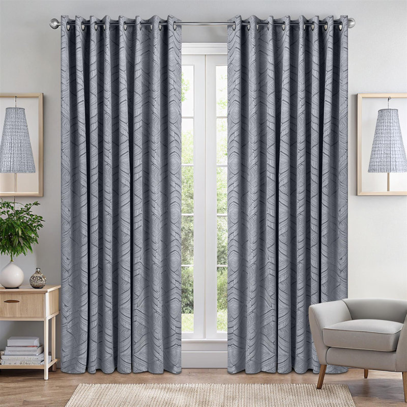 Blackout Curtain Pair, Silver, 168cm Width x 137cm Drop
