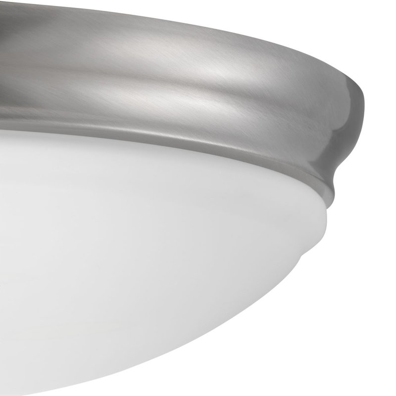 Mccully Glass LED Flush Mount, Brushed Nickel, 5.25" H x 15.25" W x 15.25" D