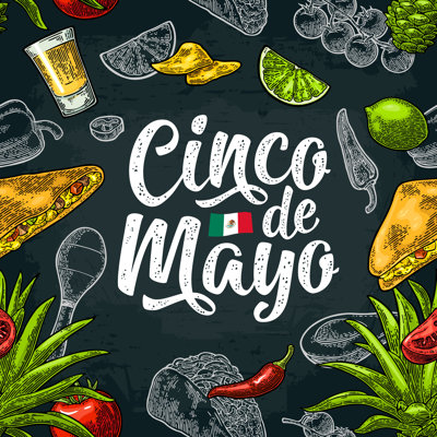 Mexican Food And Cinco De Mayo Lettering by DenPotisev - Wrapped Canvas Print