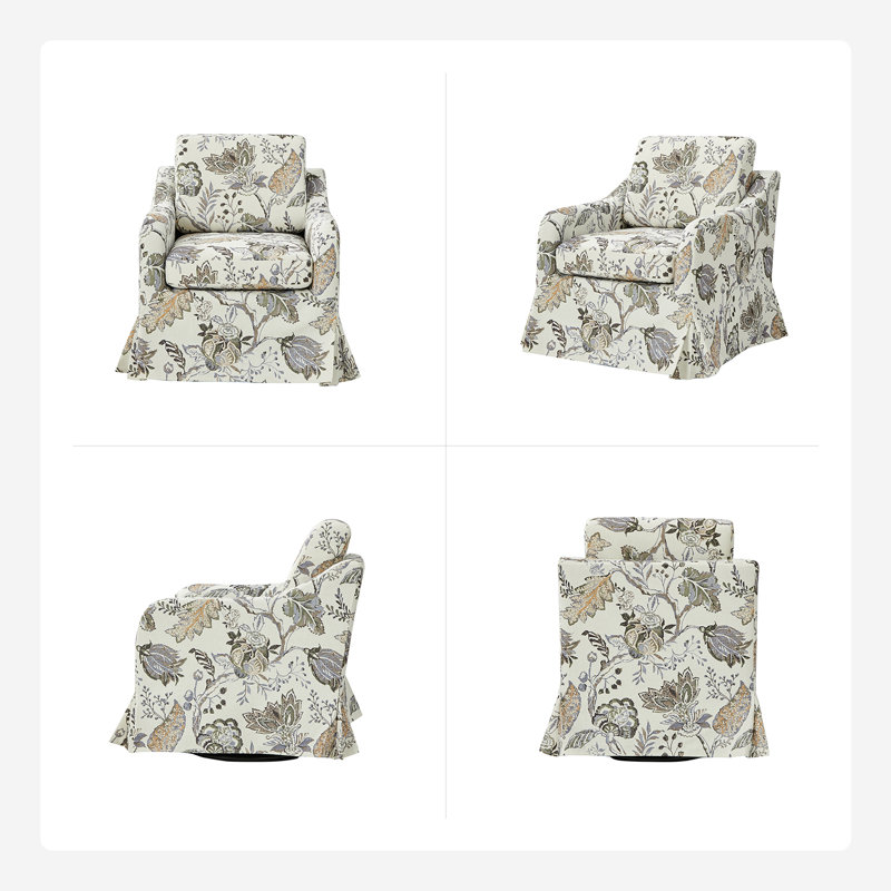 Fauteuil pivotant avec housse Asman, Mélange de polyester Jeacobean