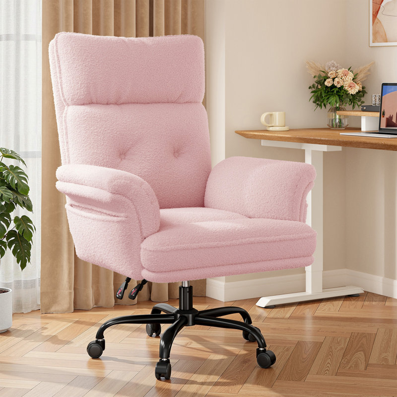 High Back Cross-Legged Office Chair with Adjustable Recline & Armrests – Ergonomic Computer Chair with Side Pockets for Home Office, Gaming, Bedroom