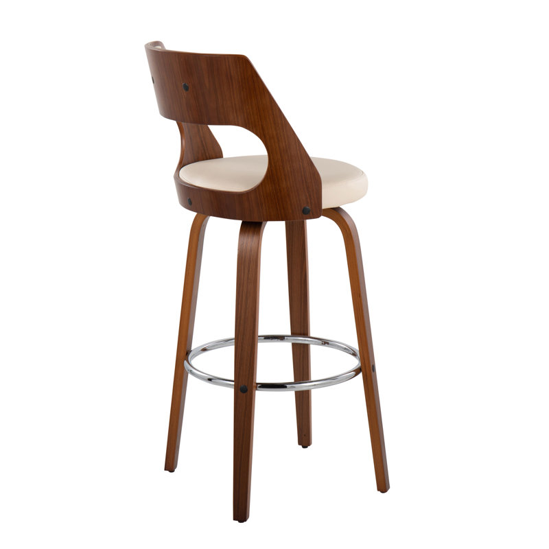 Cecina Mid-Century Modern Barstool with Swivel, Beige