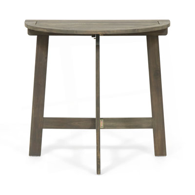 Outdoor Half-Round Folding Acacia Wood Bistro Table, Grey Finish