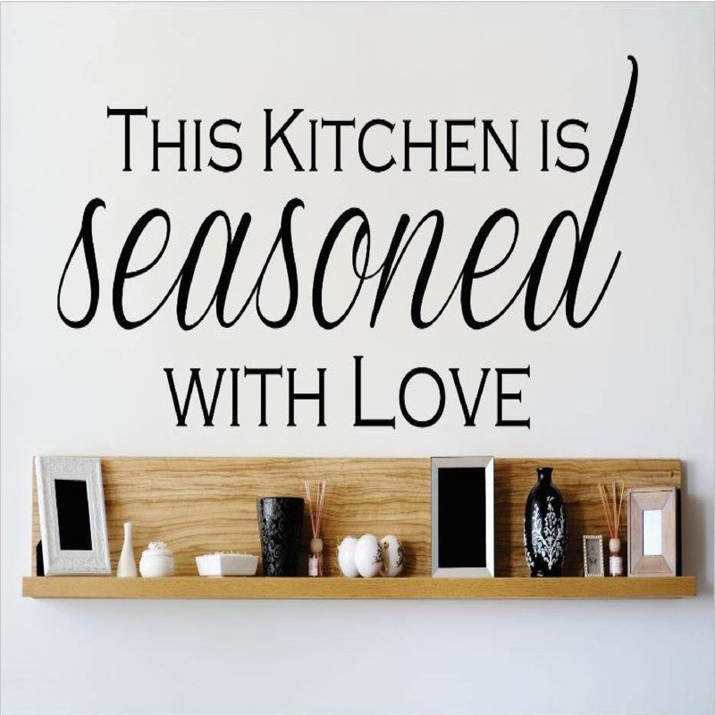Adhésif décoratif Cette cuisine assaisonnée d'amour, H 12 po x l 30 po x P 0,16 po, Noir