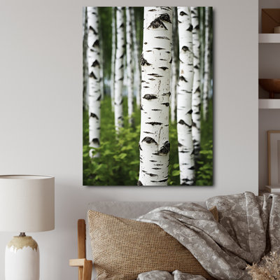 Bouleau blanc et vert Whispers III - Art mural grand bouleau