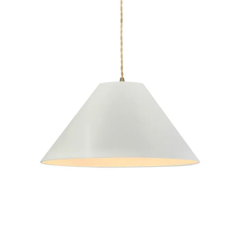 Radiance - Luminaire suspendu 1 lumière Avola - l 15 po x H 7,25 po - ampoule remplaçable - cordon torsadé beige, Blanc mat