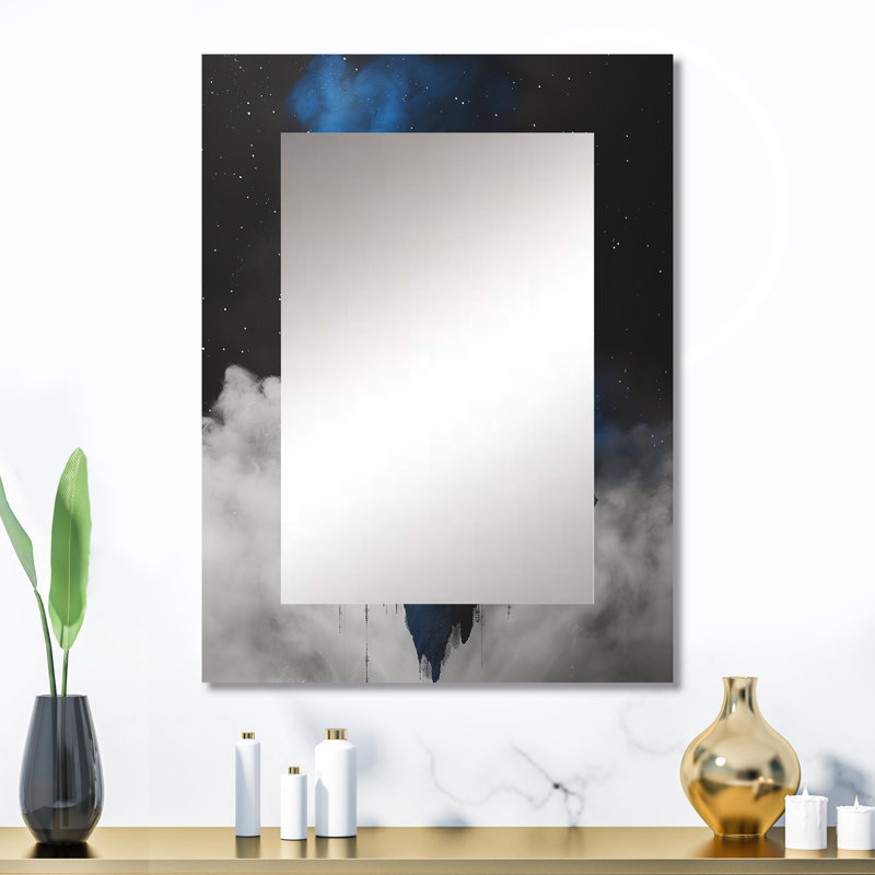 Bleu noir, astrologie, balance cosmique Balance - miroir mural, miroir décoratif moderne, impression d'art en métal