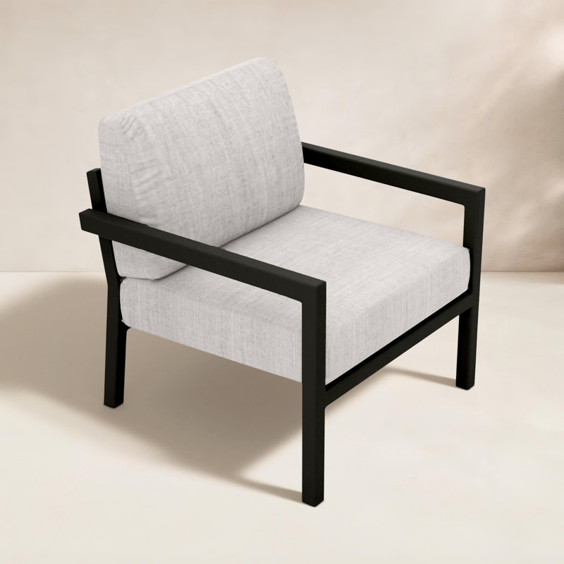 Vivant Patio Chair with Sunbrella® Cushions, Cast Silver Sunbrella®, Black