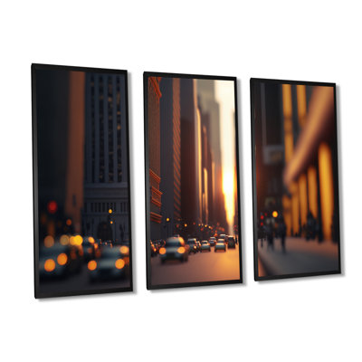 " Maquette Sunset Through Manhattan Skyscrapers III " 3 - Pieces