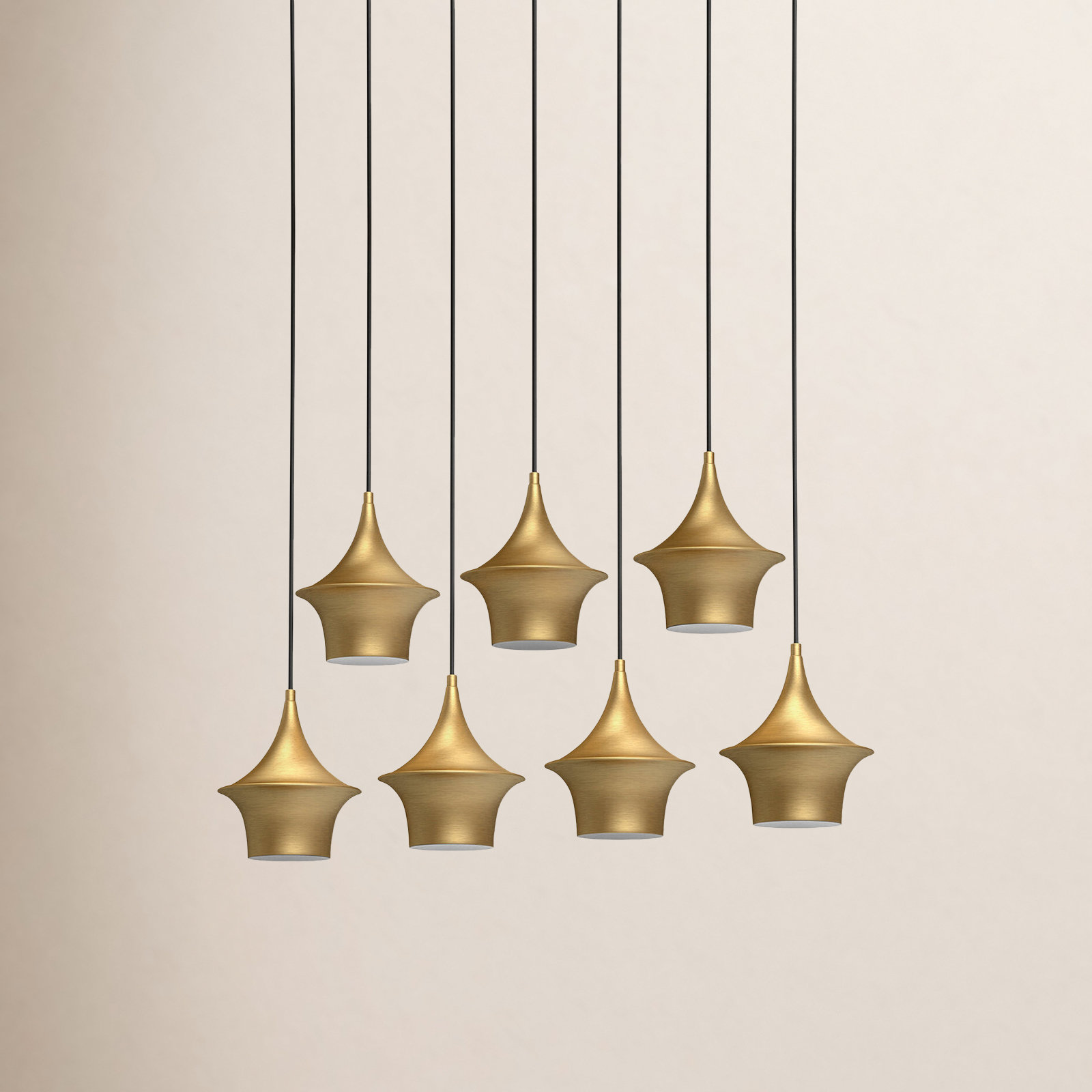 Alexia 7 Light Metal Pendant, Brushed Gold