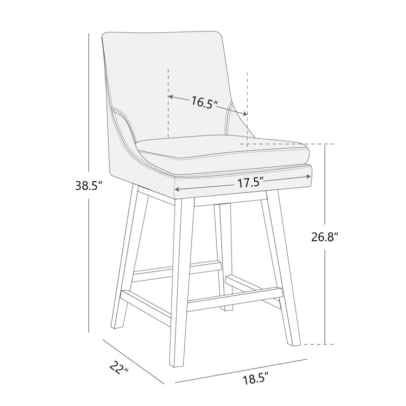 Aleksy Swivel Upholstered Counter Stool with Solid Wood Frame, White
