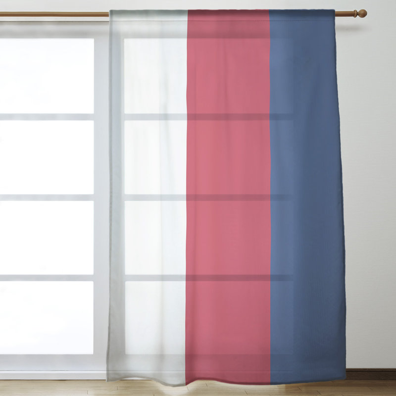 Panneau de rideau simple diaphane avec passe-tringle Stripes, Bay Football White/Red/Blue