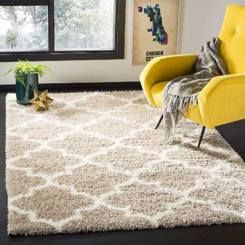 Tapis performance à poil long à motif géométrique Montréal Bertl, Rectangle 9 pi x 12 pi