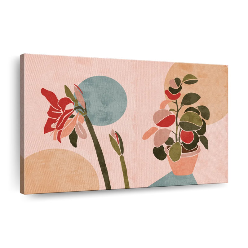 Plantes botaniques sur toile, H 34 po x l 51 po x P 1,25 po