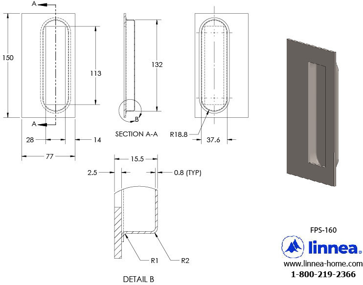 Recessed Push/Pull Plate, Satin Bronze