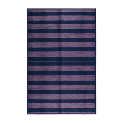 Machine Washable Horizontal Stripes Blue Area Rug