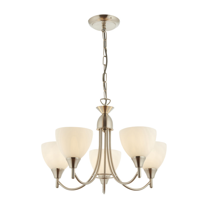 Barium 5 - Light Shaded Chandelier, Satin Chrome