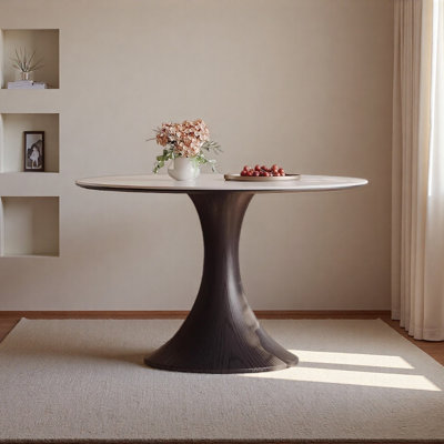 Simple Elegant Design White Rock Slab Round Table