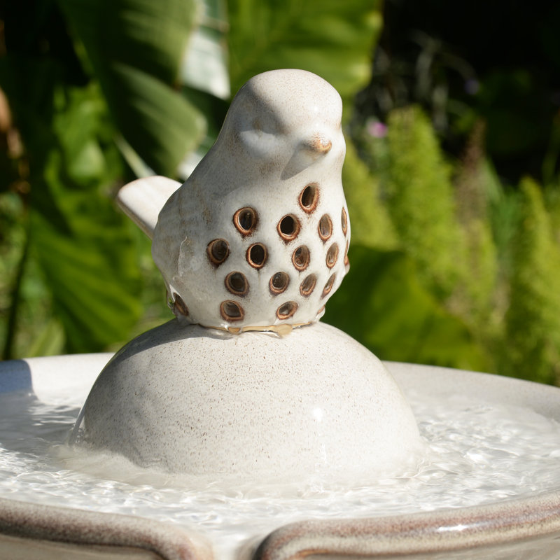 Ceramic / Porcelain Tiered Birdbath, Ivory