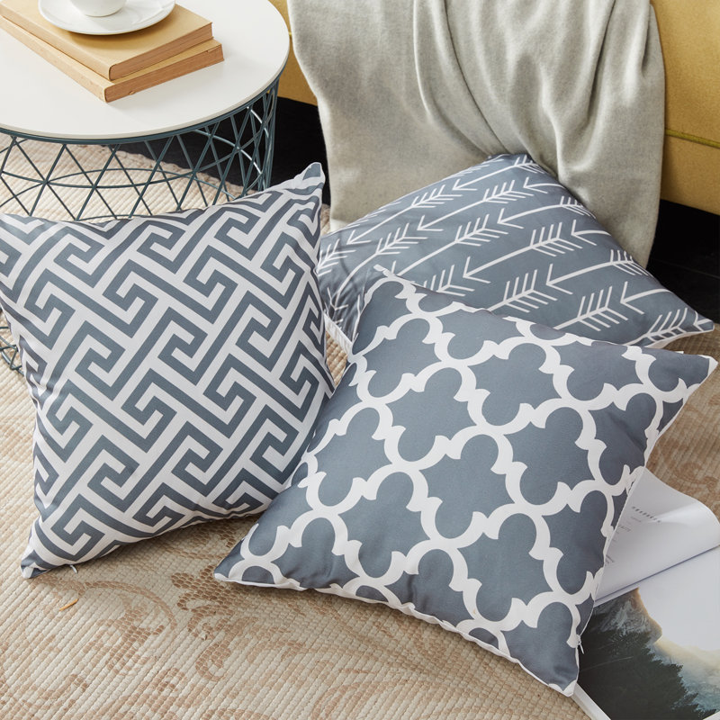 Printing Outdoor Square Pillow Cover, 20"L x 20"W, Gray