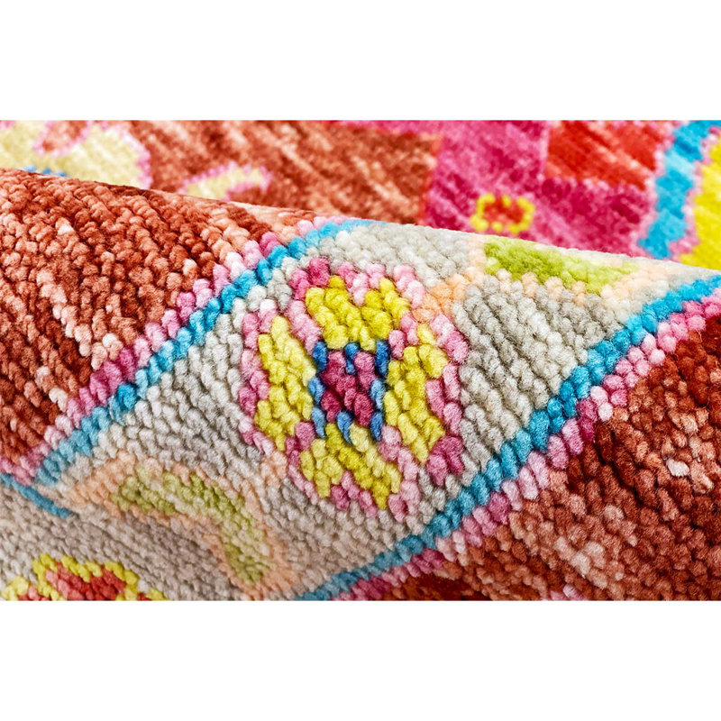 Hand-Knotted High-Quality Red and Red Area Rug, Rectangle 9' x 12'