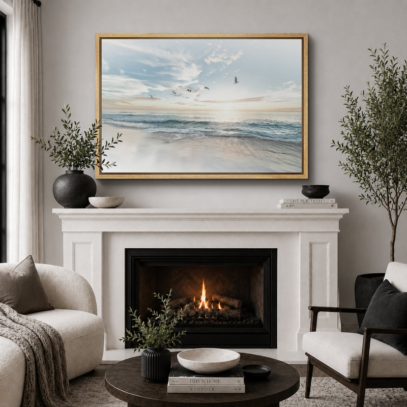 Coastal Beach Sunrise on The Beachy Scene Seagull Coastal Modern Large Canvas Art Wall Art Décoration de chambre à coucher
