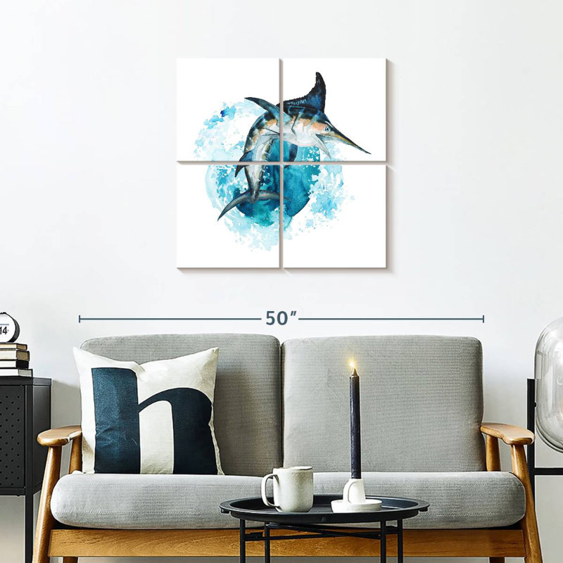 Brampt Blue Marlin Splash, 26" H x 26" W