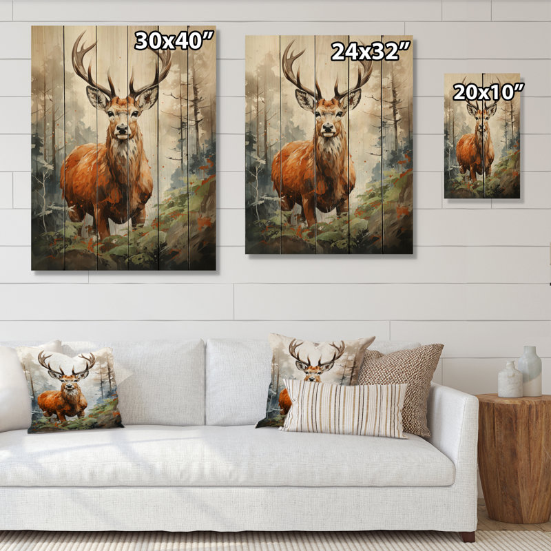 Bobinette Deer Wonderers IV sur impression sur bois, H 40 po x l 30 po x P 0,78 po