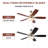 52-Inch Ceiling Fans with Lights, Pull Chain Control,  5-Walnut/Black Reversible Blades, Ceiling Fans for Bedroom and Living Room