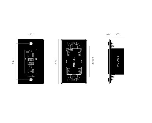 1G Duplex GFCI Outlet / Without Logo, Brass