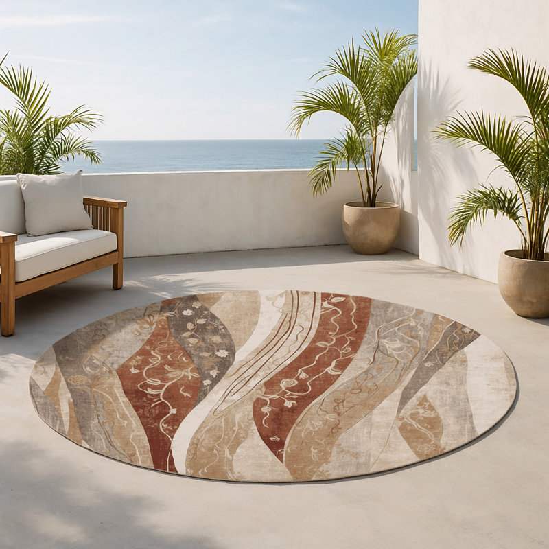 Tapis intérieur et extérieur Blush Pathway, Rond 5 pi