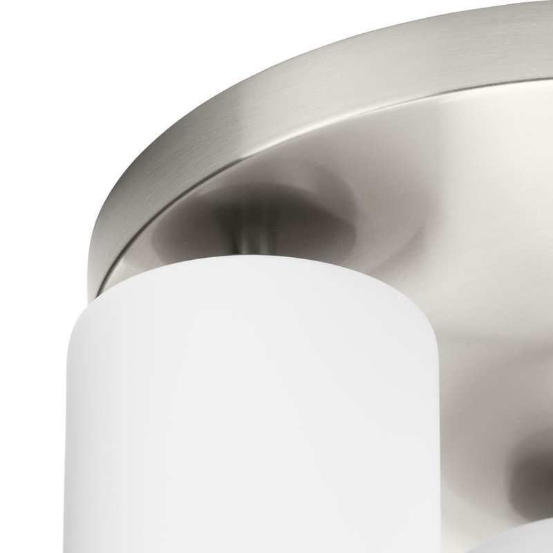 Bromwich Glass Flush Mount, Brushed Nickel, Etched White