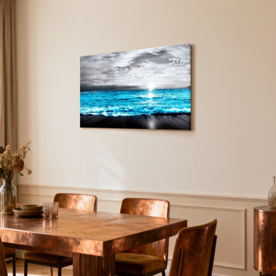 Ensemble de 1 tableau sur toile représentant des vagues et le ciel de l'océan