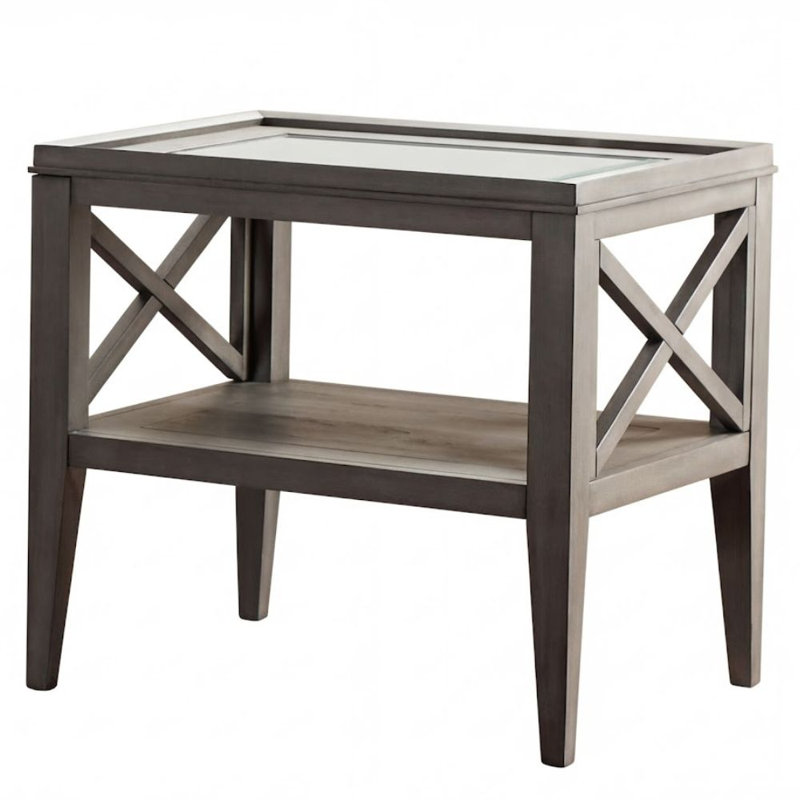 Magen 26 po Table de bout rectangulaire en verre trempé gris, Gris