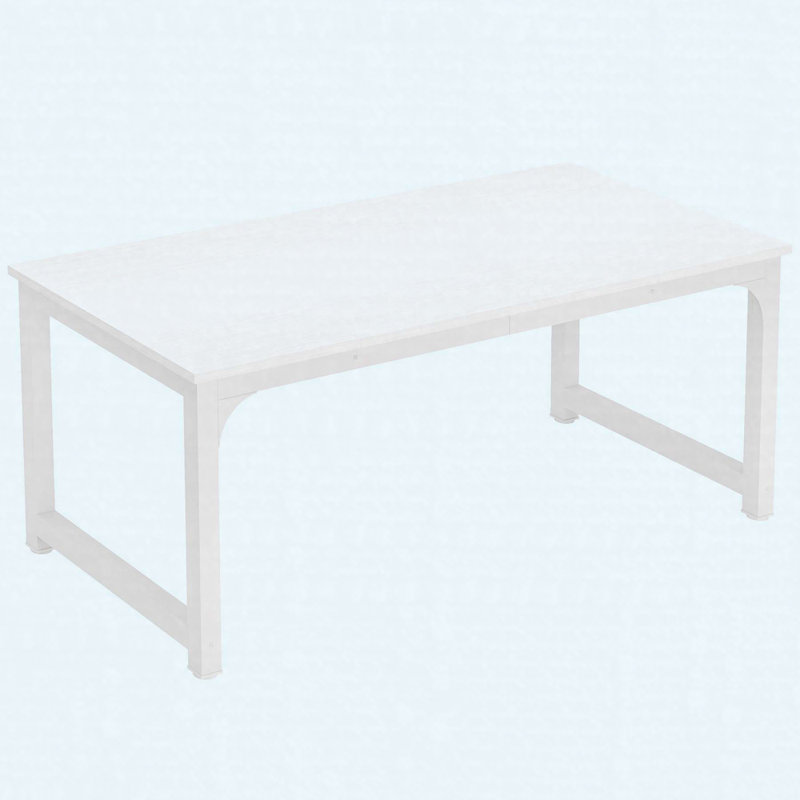 Bureau de direction 70,8 po, poste de travail d'ordinateur moderne avec structure en métal épais, White