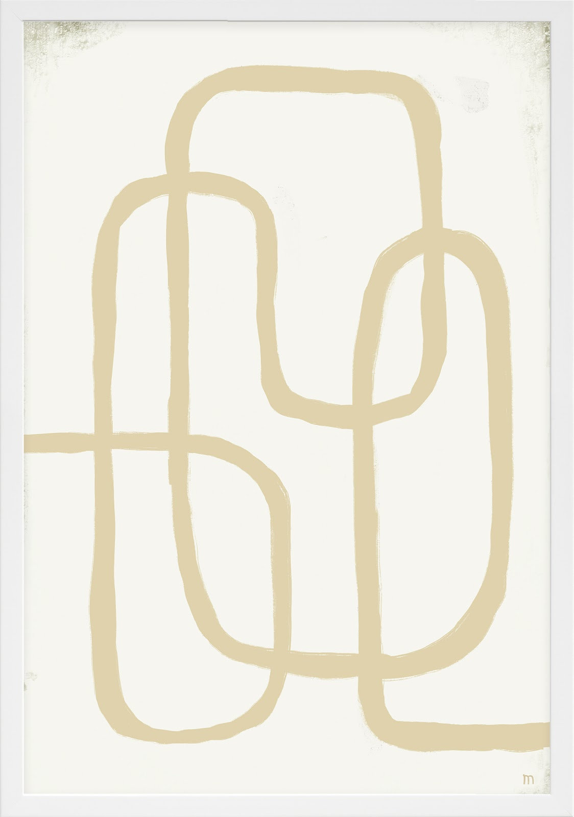 Line Works In White 2 by StudioM, 20" H x 14" W x 1.25" D, White Framed Paper