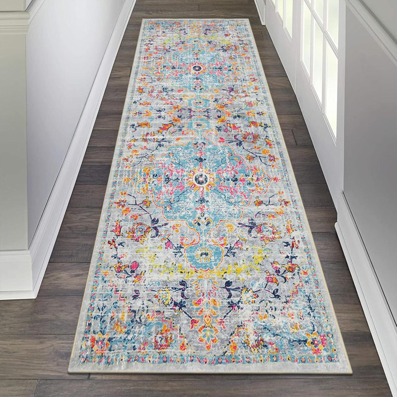 Hallway Runner Rug Washable Rugs Runner Non Slip Carpet Runner Boho Farmhouse Vintage Throw Area Rugs Floor Runner For Hallway Kitchen Entryway Laundry Room Bedroom Bathroom