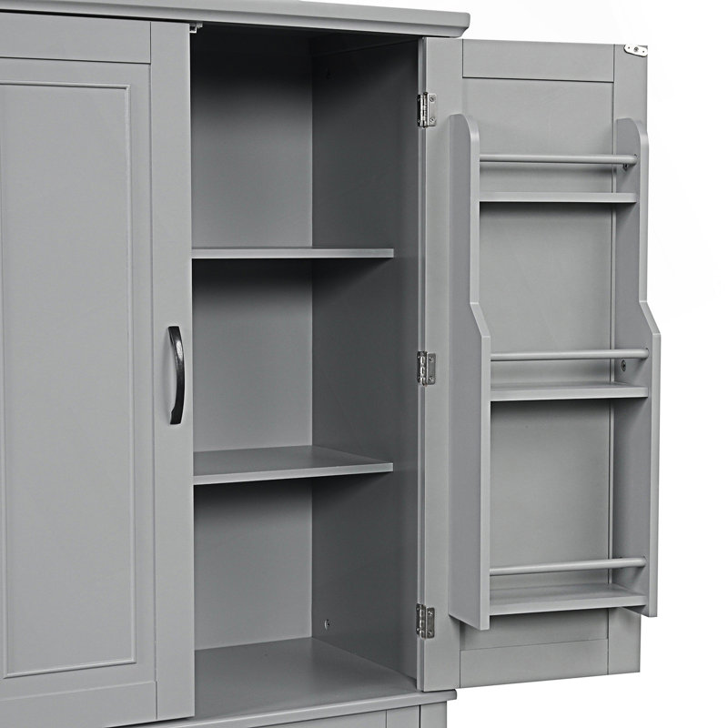 Armoire de rangement de salle de bain avec portes et tiroir, armoire d'entrée, Gris