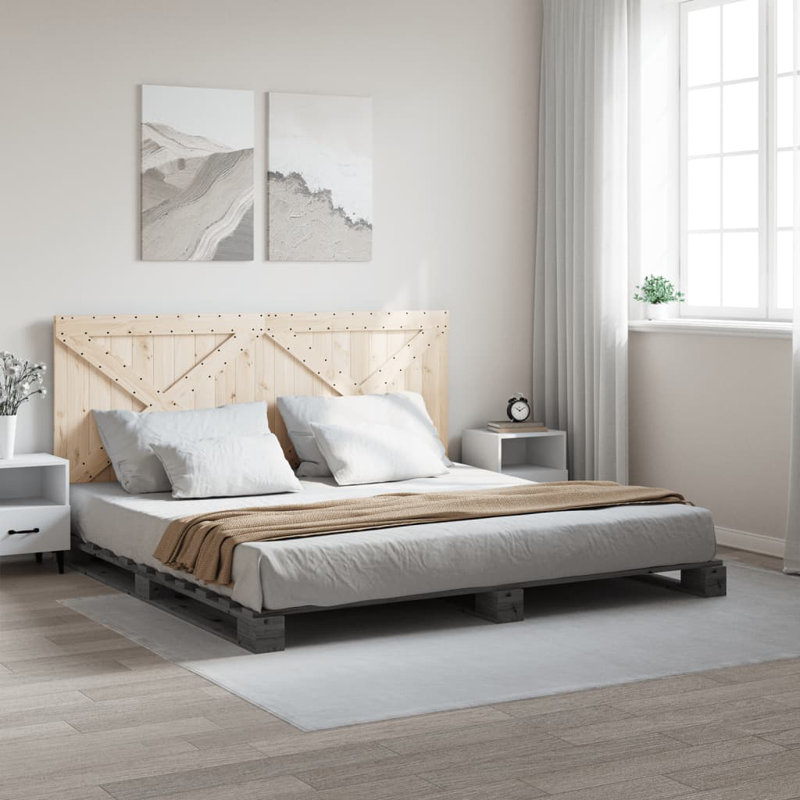 Airyn Solid Wood Bed, Grey, DE Size - 100 x 200 cm