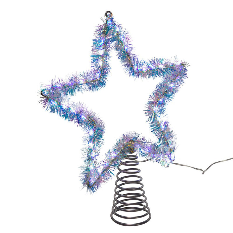 LED Tinsel Star Tree Topper, White