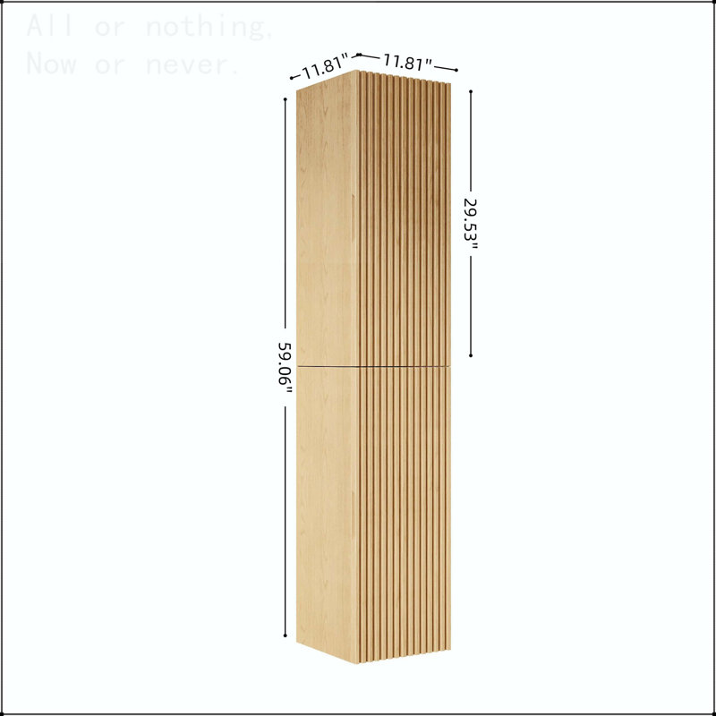 Armoire murale étroite avec 2 portes et registre à fermeture en douceur, H 59,06 po